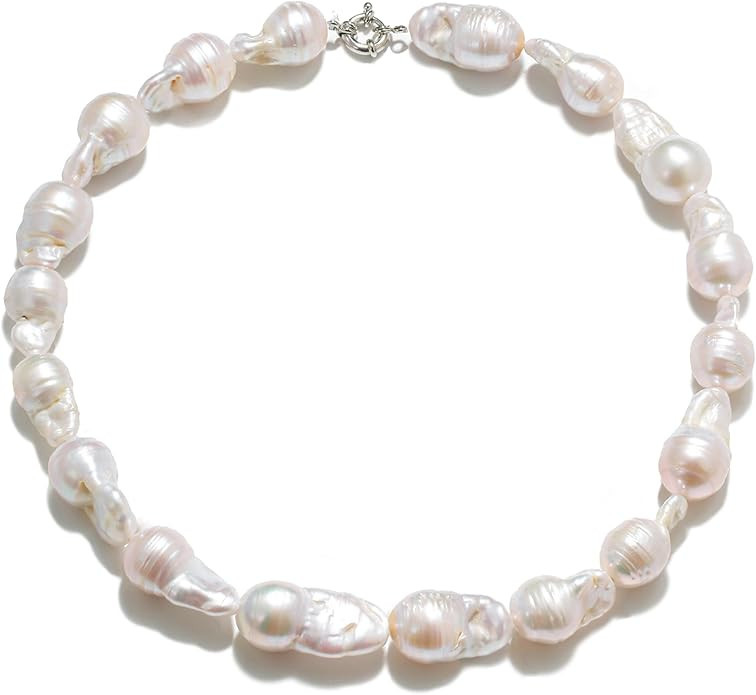 BriLove Baroque Freshwater Cultured Pearl Necklace for Women, Gorgeous Elegant Real Pearls Choker... | Amazon (US)