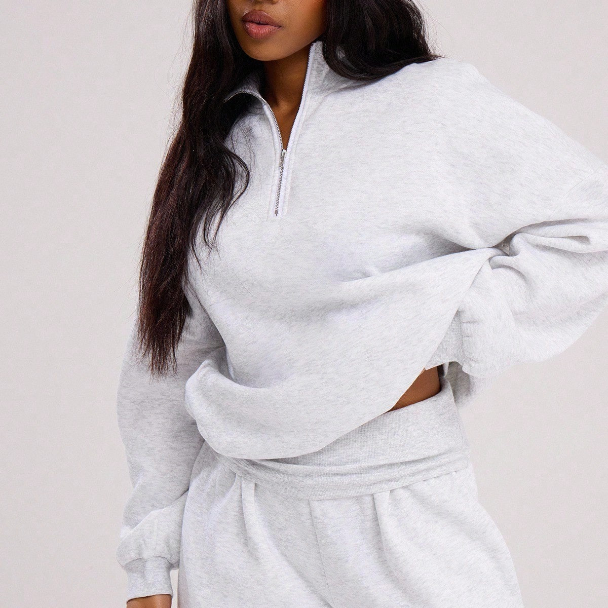 MUSERA Quarter Zip Oversized Sweatshirt Relaxed Fit Back To School Autumn Winter Cosy Fall Christmas Cute Casual Everyday Capsule Wardrobe Y2K Streetwear Grey Christmas | SHEIN