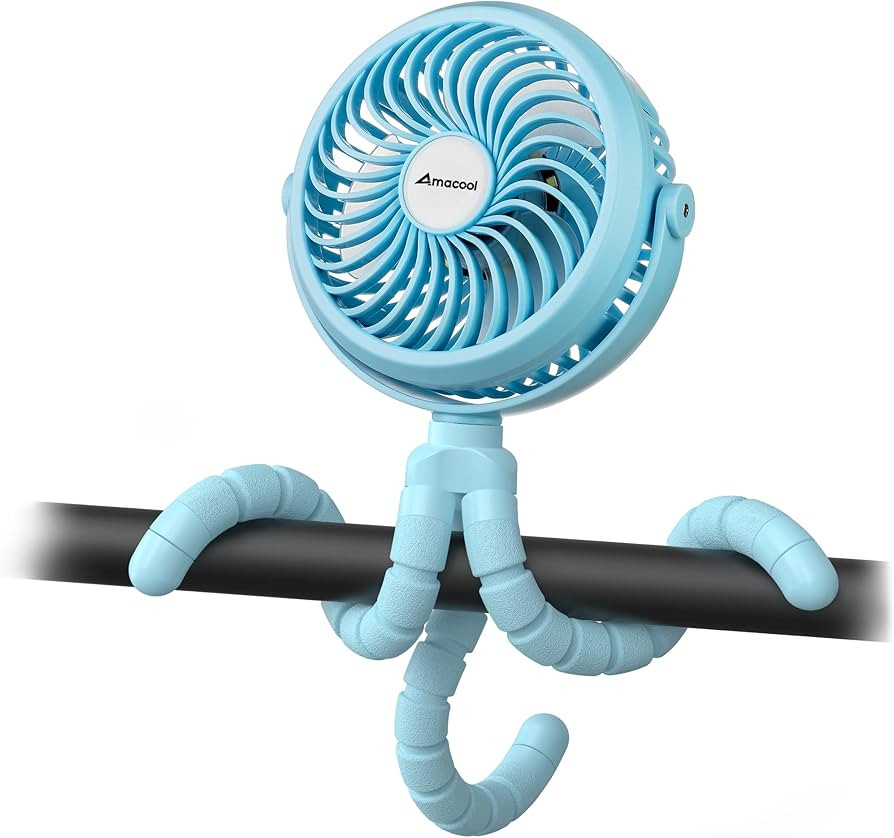 AMACOOL Battery Operated Stroller Fan Flexible Tripod Clip On Fan with 3 Speeds and Rotatable Han... | Amazon (US)