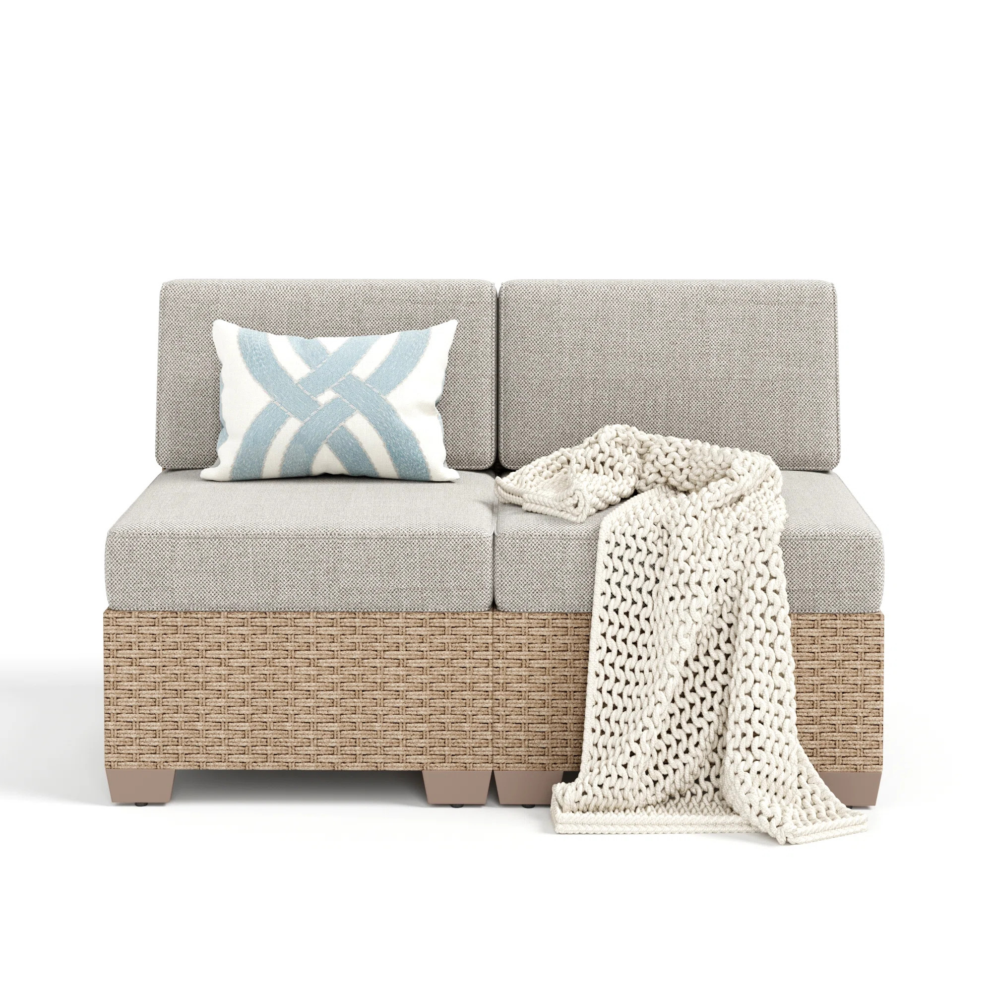 2-seat Outdoor Conversation Patio Sofa With Rattan (Set of 2) | Wayfair North America