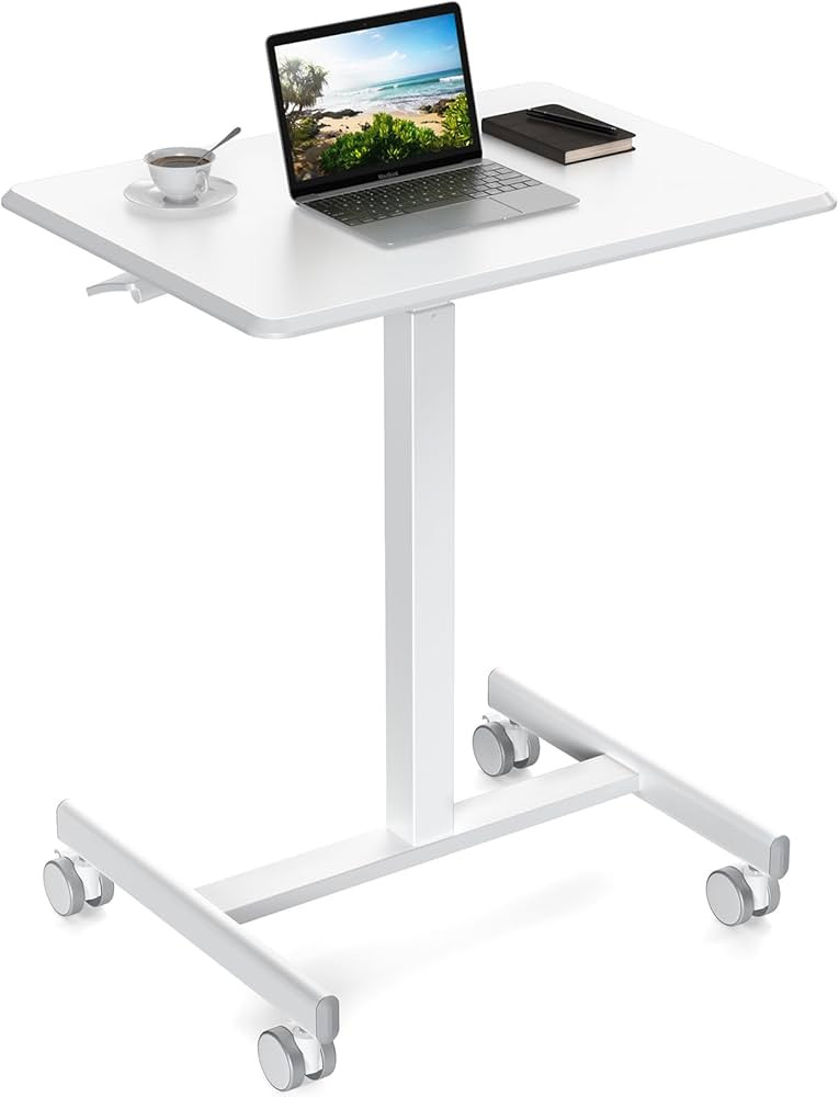 Sweetcrispy Small Mobile Standing Desk, Rolling Laptop Computer Carts, Portable Laptop Desk with ... | Amazon (US)