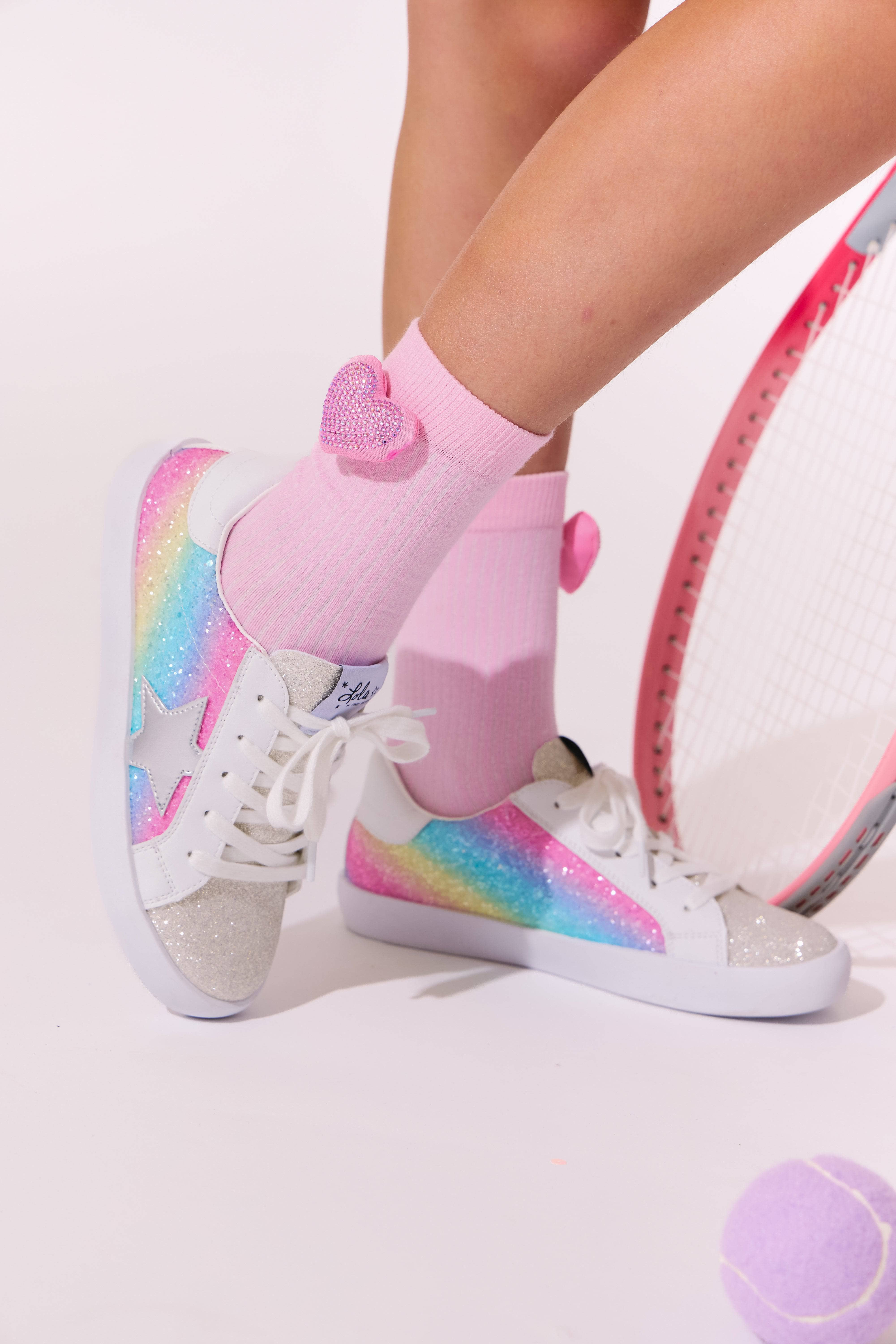 Shimmer Rainbow Star Sneakers 11.5C (29) | Lola + The Boys