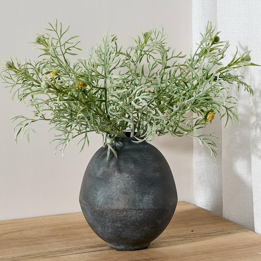 Ceramic Flower Vase, 6.22 Inch Rustic Farmhouse Vase Home Decor, Handcrafted Vintage Pottery Vase... | Amazon (US)