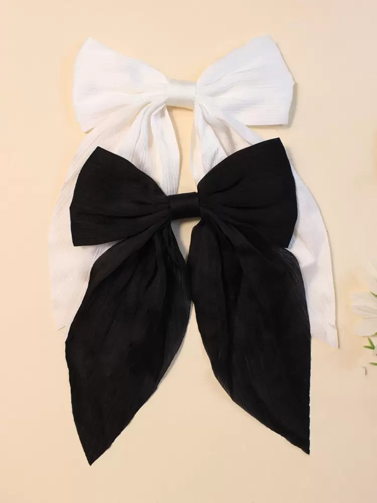 2pcs/set Solid Color Bow Hair Clips For Tween And Teen Girls | SHEIN