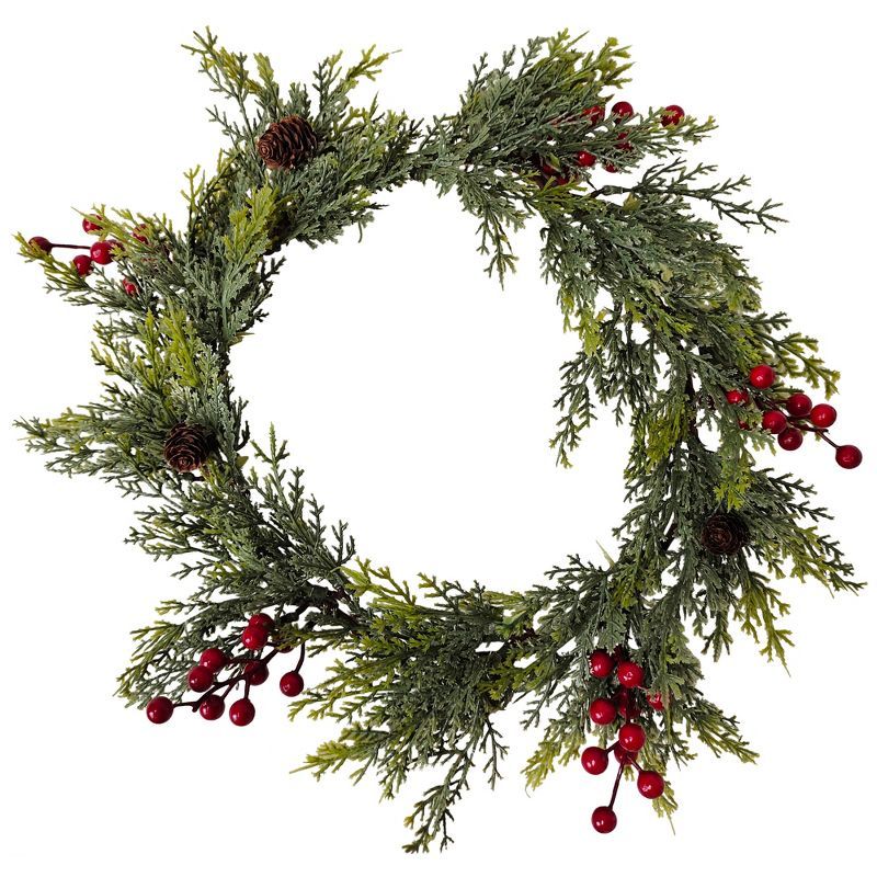 Northlight Pine Cone and Berries Winter Foliage Christmas Wreath, 24-Inch, Unlit | Target
