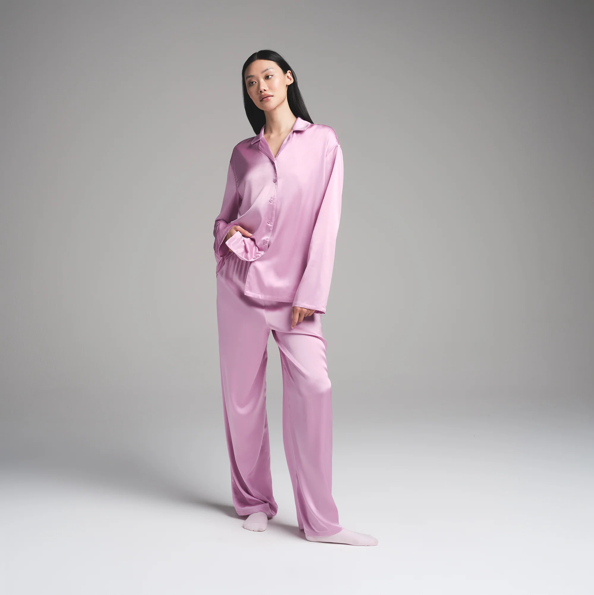 SKIMS Long Pajama Set | Pink | 2XL | Silk | SKIMS (US)