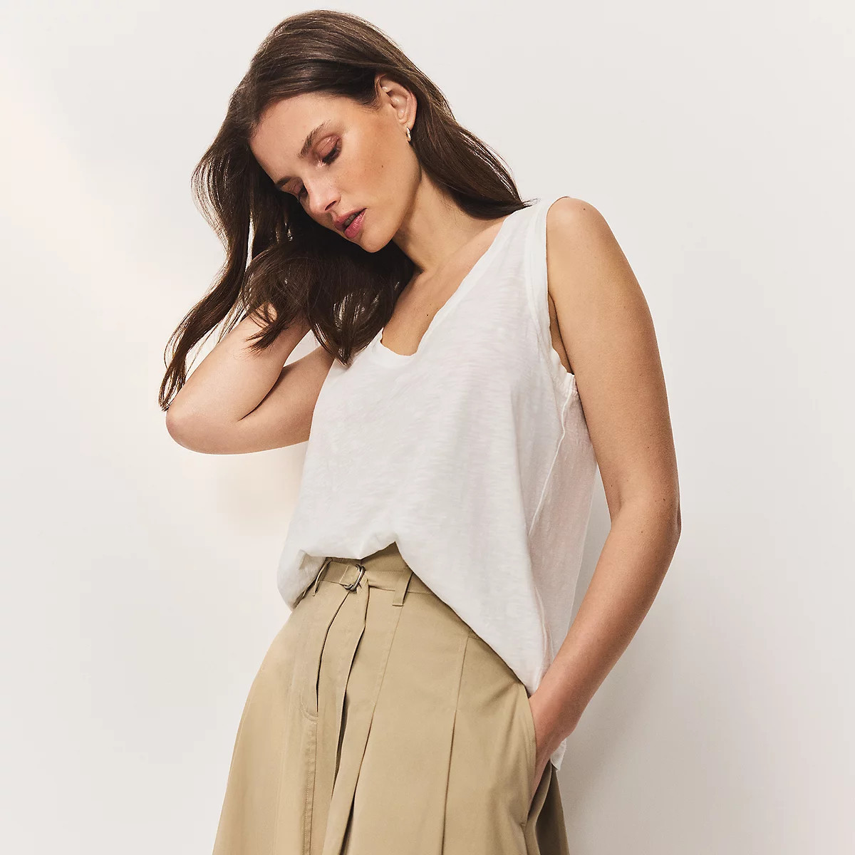 The White Company Organic Cotton Scoop Neck Jersey Vest, White, Size: 10 | The White Company UK & ROW