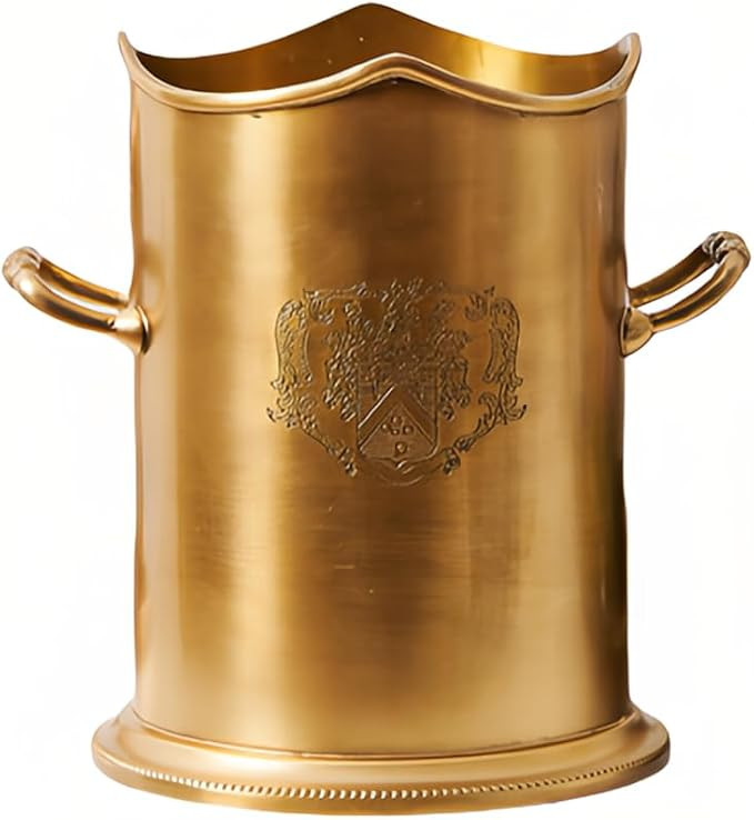 Brass Gold Ice Bucket with Handles,Gold Champagne Wine Cooler for Home Bar,Parties,Banquet Emboss... | Amazon (US)