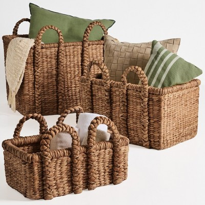 Best Choice Products 3Pc Shelf Baskets, Small, Large and XL Chunky Woven Wicker Baskets w/ Braided Handles - Chestnut | Target