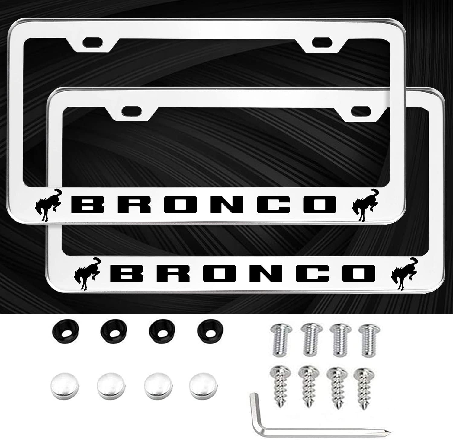 2pcs Aluminum Alloy License Plate Holder Compatible with Bronco License Plate Frames with Chrome ... | Amazon (US)