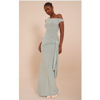 Sage Slinky Off Shoulder Wrap Detail Maxi Dress | PrettyLittleThing US