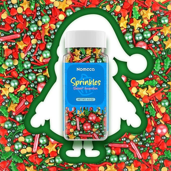 Nomeca Christmas Sprinkles for Cake Decorating - Star Cake Sprinkles Cupcake Sugar Sprinkles Mix ... | Amazon (US)