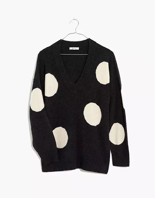 Dotted Bartlett V-Neck Pullover Sweater in Coziest Yarn | Madewell