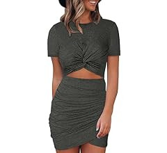 Acelitt Women's Hollow Out Twist Bodycon Dress Short Sleeve Club Night Out Party Evening Sexy Min... | Amazon (US)