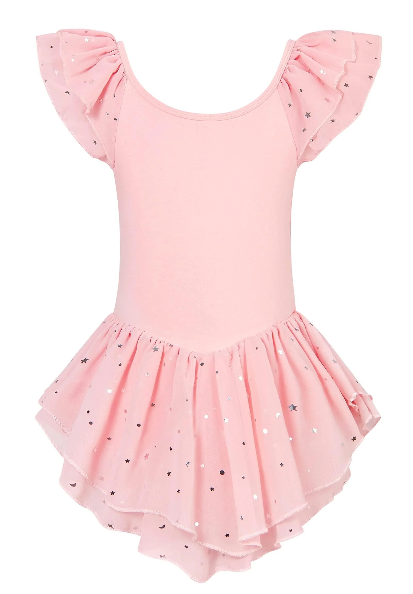 Aideaone Girls Ballet Dance Dress Toddler Leotards Ruffle Sleeve Shiny Ballet Tutu Skirt Pink 2-9... | Walmart (US)