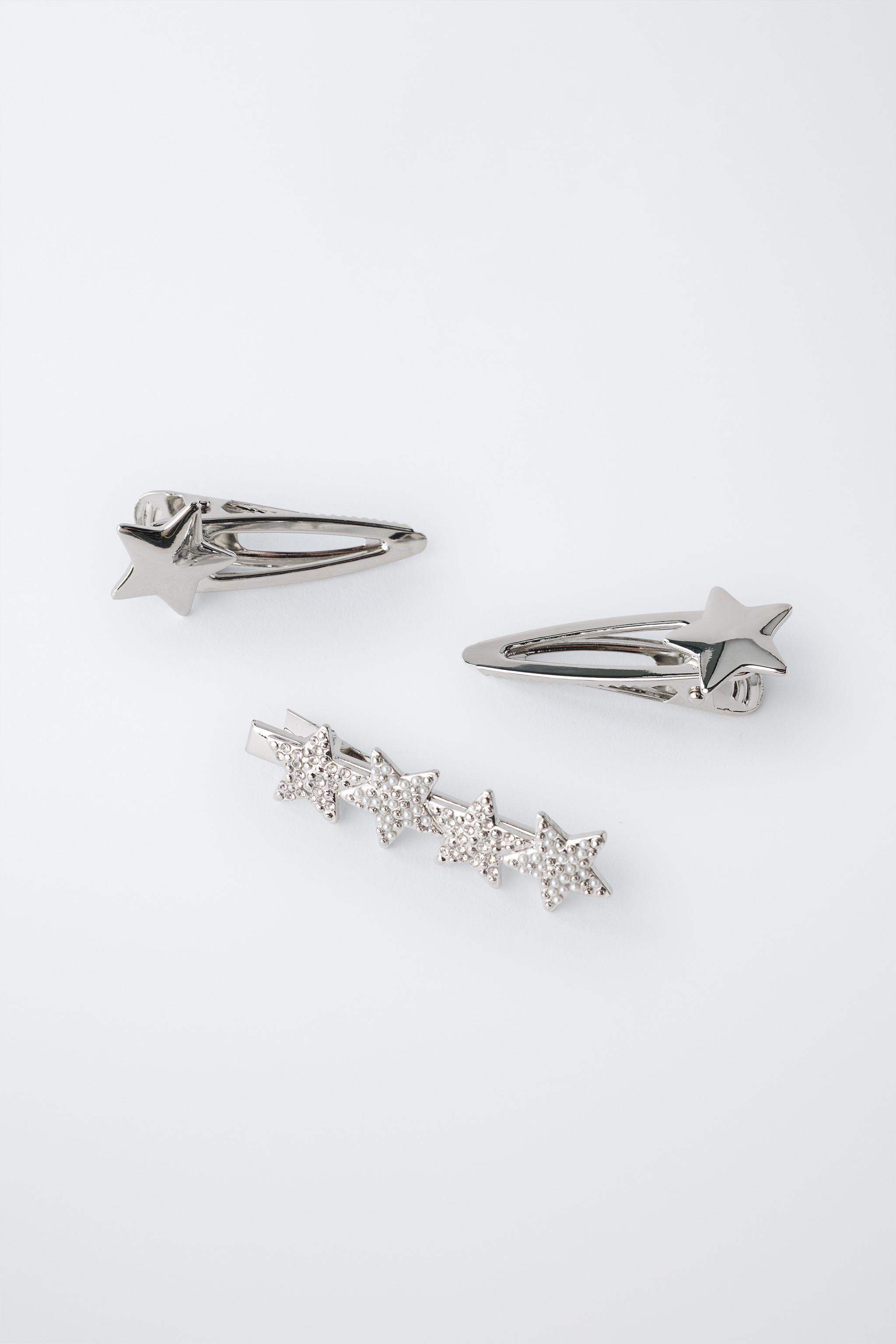 PACK OF THREE SPARKLY STAR HAIR CLIPS | Zara US