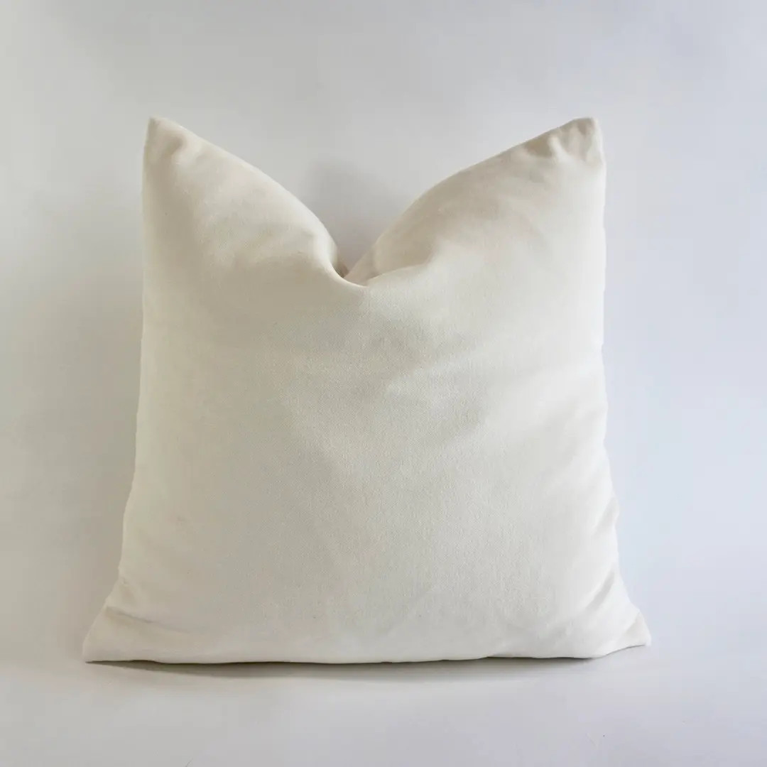 Off White Cotton Velvet Pillow Cover  Decorative Accent Throw - Etsy | Etsy (US)