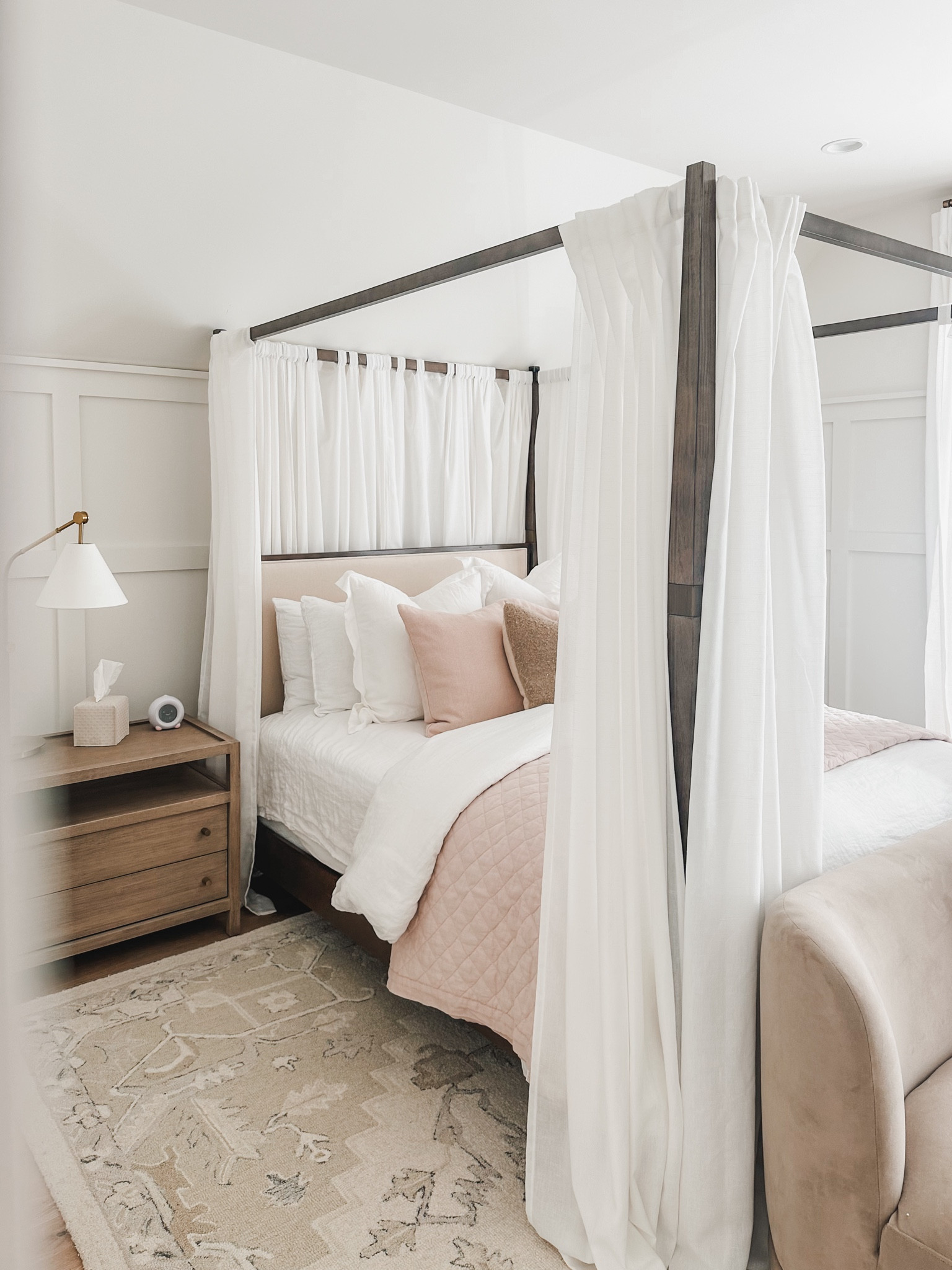 A closer look at Emma’s canopy bed with flowing linen curtains, neutral wood tone nightstand, and oversized neutral area rug

Home finds, bedroom refresh, neutral style, pops of pink, neutral wood tones, cozy bedding, furniture favorites, nightstand finds, Pottery Barn style, throw pillow, lamp faves, light and bright, linen curtain, Crate and Barrel, found it on Amazon, quilt finds, shop the look!

#LTKSeasonal #LTKHome #LTKStyleTip