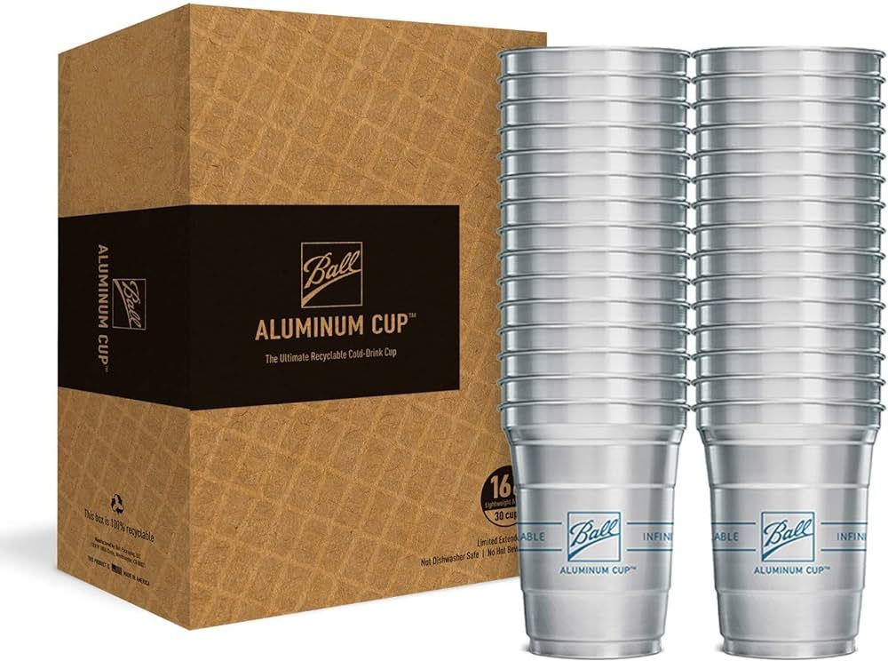 Ball Aluminum Cup Recyclable Party Cups, 16 oz. Cup, 30 Cups Per Pack | Amazon (US)