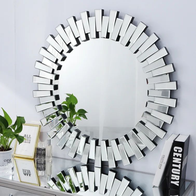Large 32'' Round Wall Mirror Decorative Mirror With Beveled Glass Frame Modern Silver Accent Mirr... | Wayfair North America