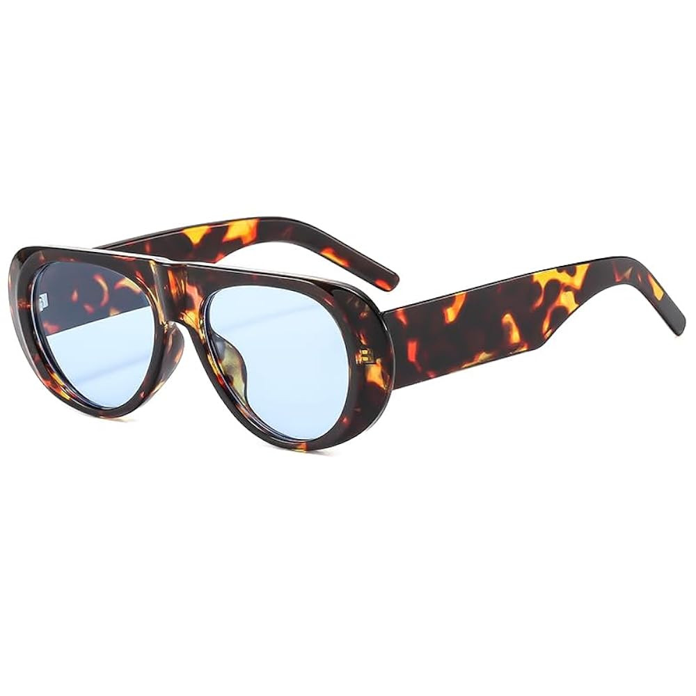 Long Keeper Retro Oversized Women's Oval Sunglasses - Flat Top Fashion Leopard Ladies Sunglasses ... | Amazon (UK)
