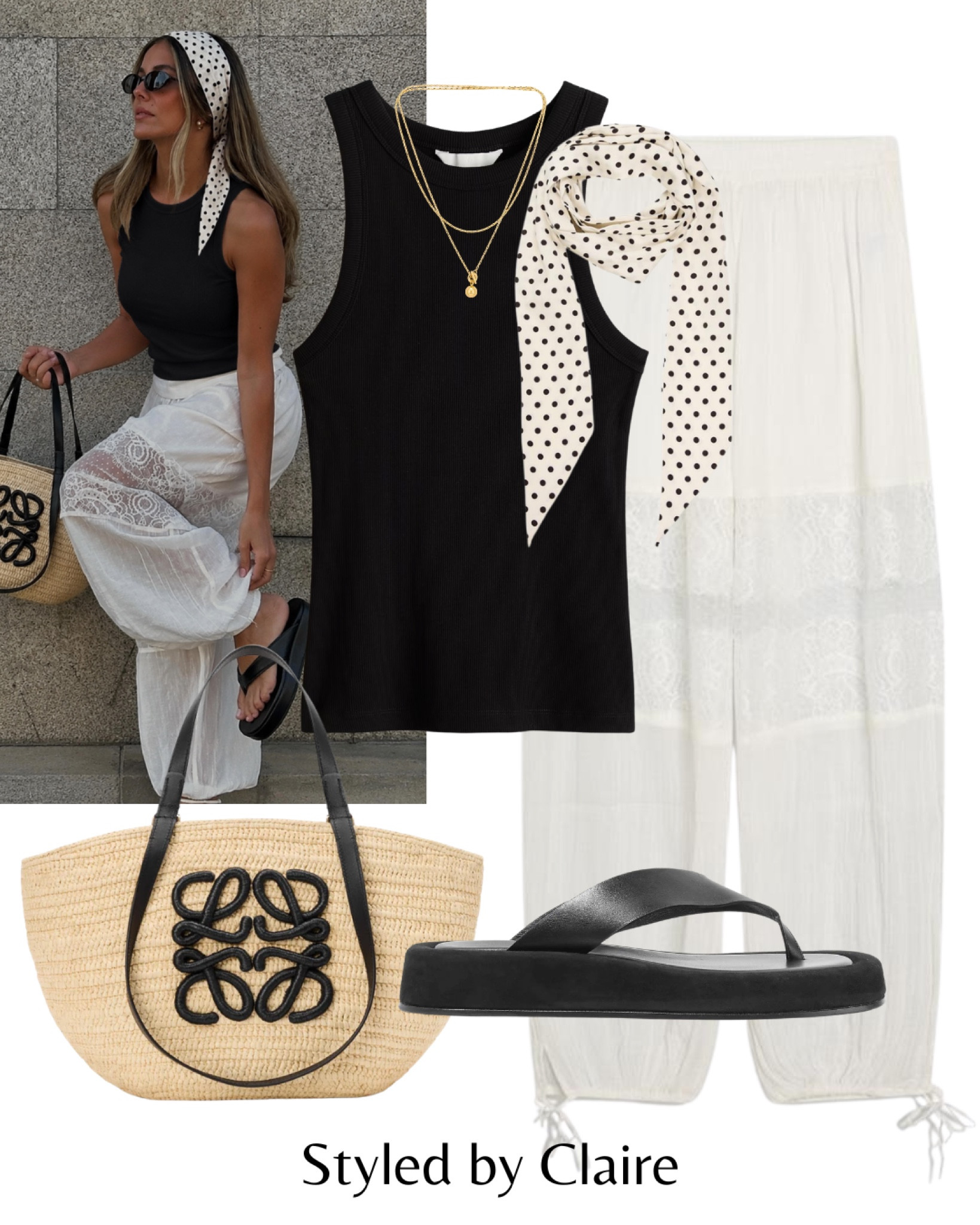 LACE CUT TROUSERS🖤
Tags: new in bershka polka dot headscarf black tank top trending trend viral pants platform thong sliders sandals Loewe raffia bag fashion cool girl inspo outfit ideas summer holiday vacation ootd

#LTKshoes #LTKstyletip #LTKsummer