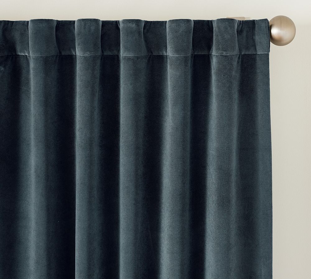 Custom Velvet Twill Blackout Curtain - Steel Blue | Pottery Barn (US)