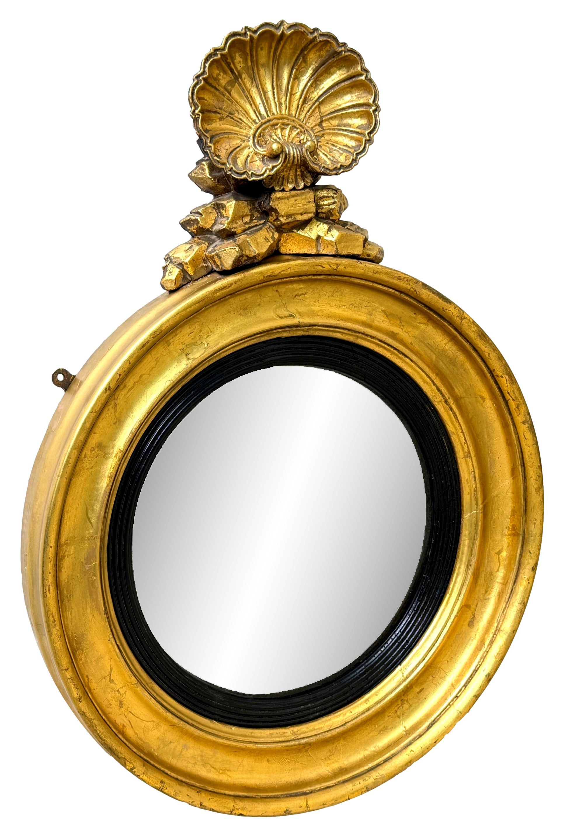 Small Regency Gilt & Gesso Convex Mirror | 1stDibs
