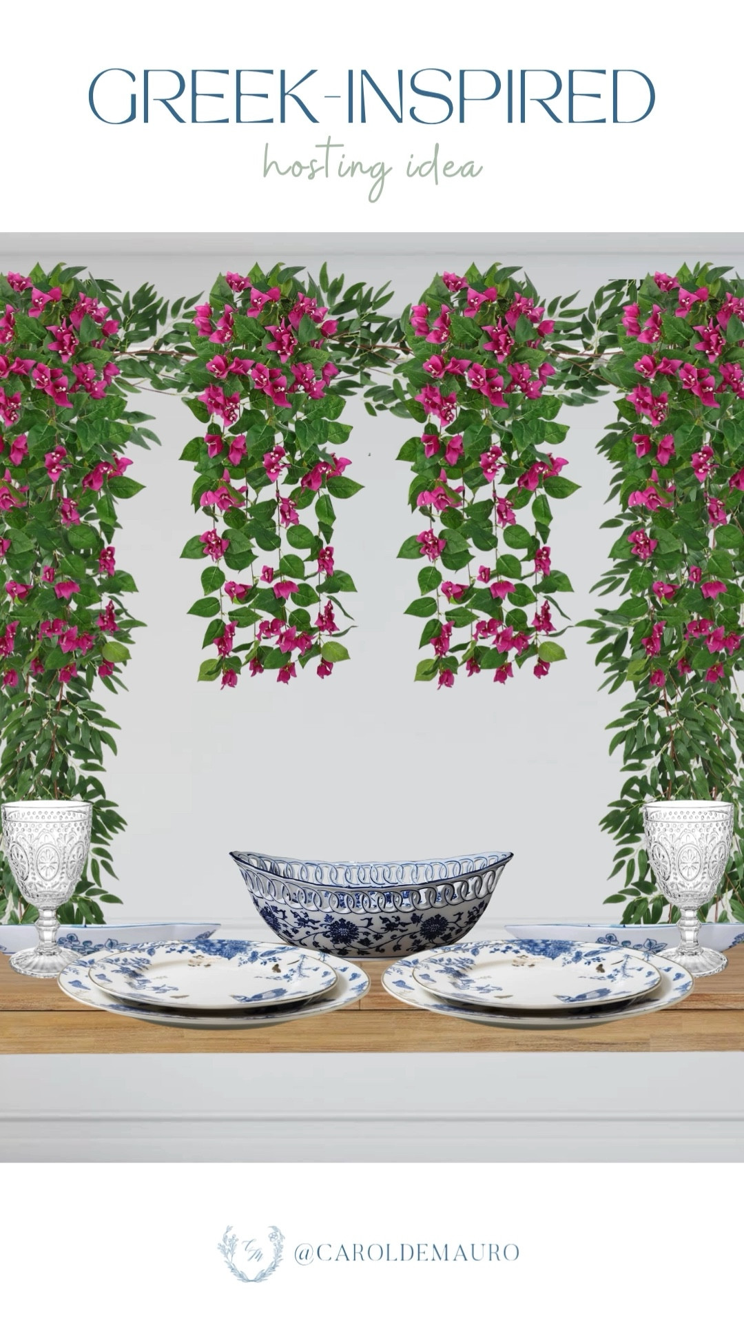 If you want to host a sunset dinner on the patio surrounded by vibrant bougainvillea and the timeless feel of blue and white stoneware, you’ll love how effortlessly these Greek-inspired hosting ideas come together—from the floral hanging décor to the ceramic plates and glass goblets!

party inspo, tablescape, table setting, food arrangement, affordable finds, dinnerware, kitchen furniture, hostess life, diy

#LTKSeasonal #LTKHome #LTKU