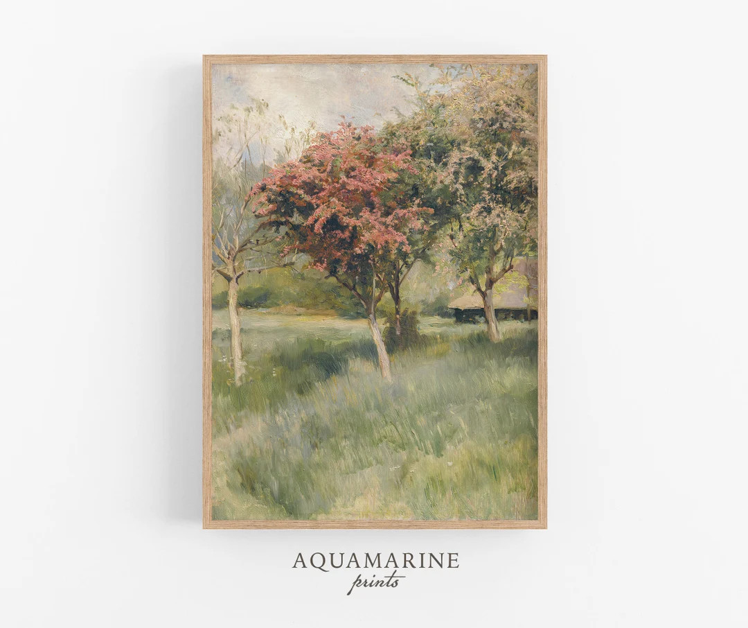 Spring Landscape Painting Spring Meadow Print Spring Wall - Etsy | Etsy (US)