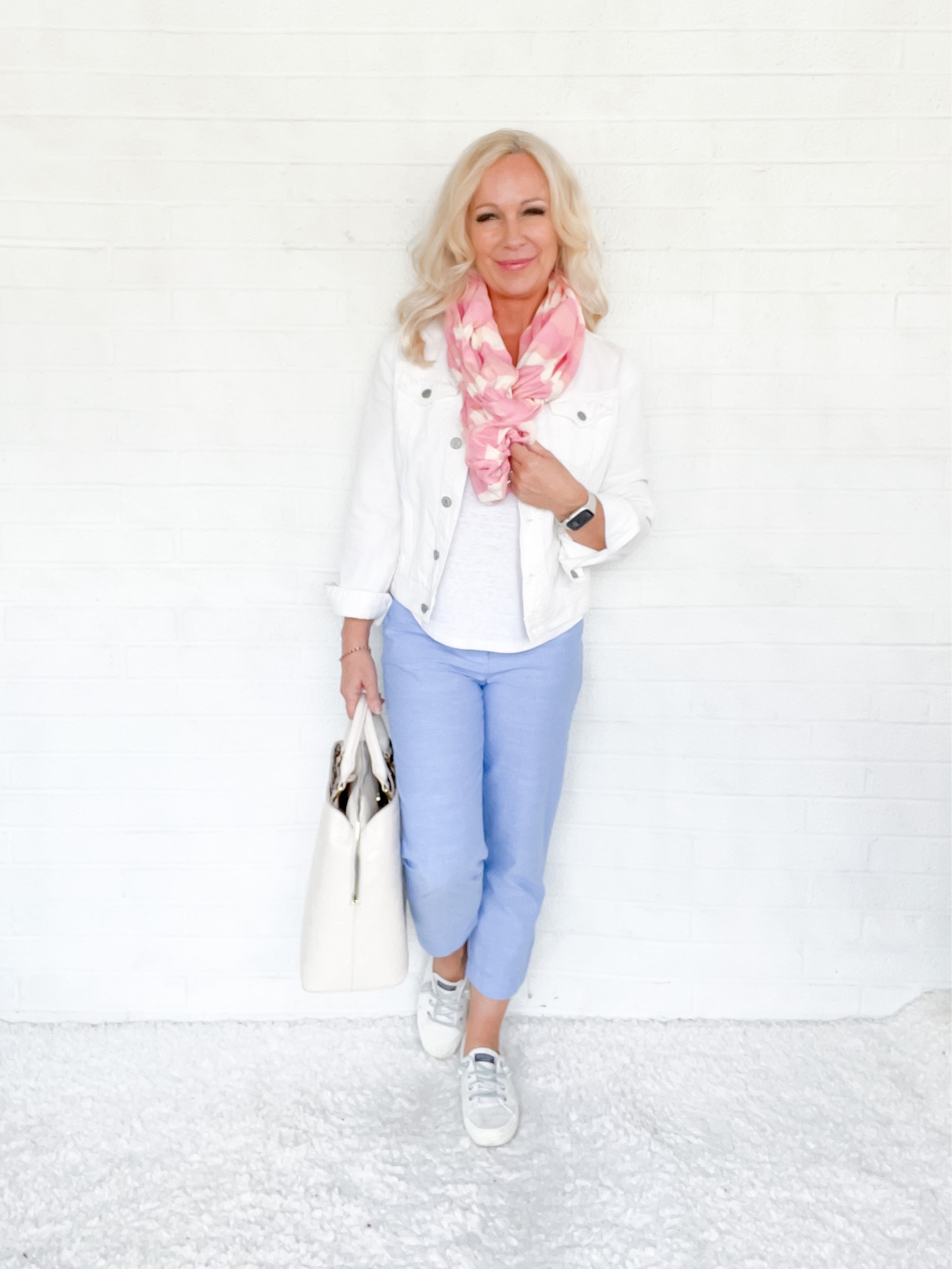 White denim jacket, paired with blue chambray pants and white canvas sneakers for a spring casual outfit

#LTKFind #LTKshoecrush #LTKSeasonal
