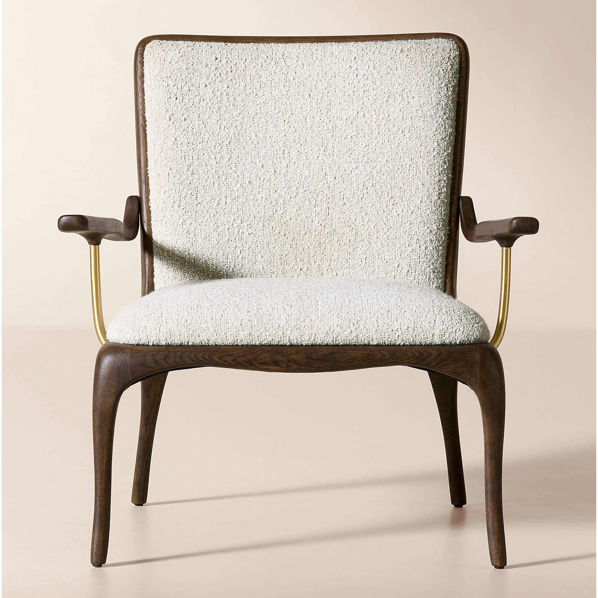 Colby White Boucle Accent Chair with Oak Frame + Reviews | CB2 | CB2