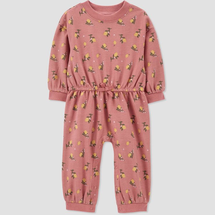 Carter's Just One You® Baby Girls' Lemon Printed Jumpsuit - Orange/Pink | Target