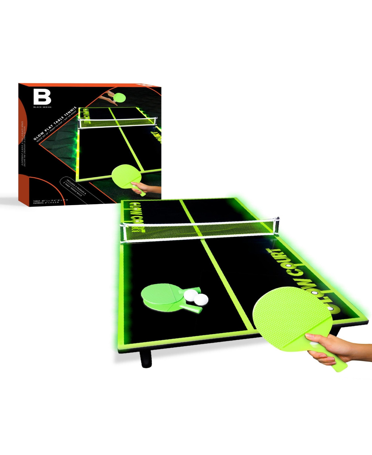 Black Series Glow-In-The-Dark 40" Table Tennis Set - Black | Macy's