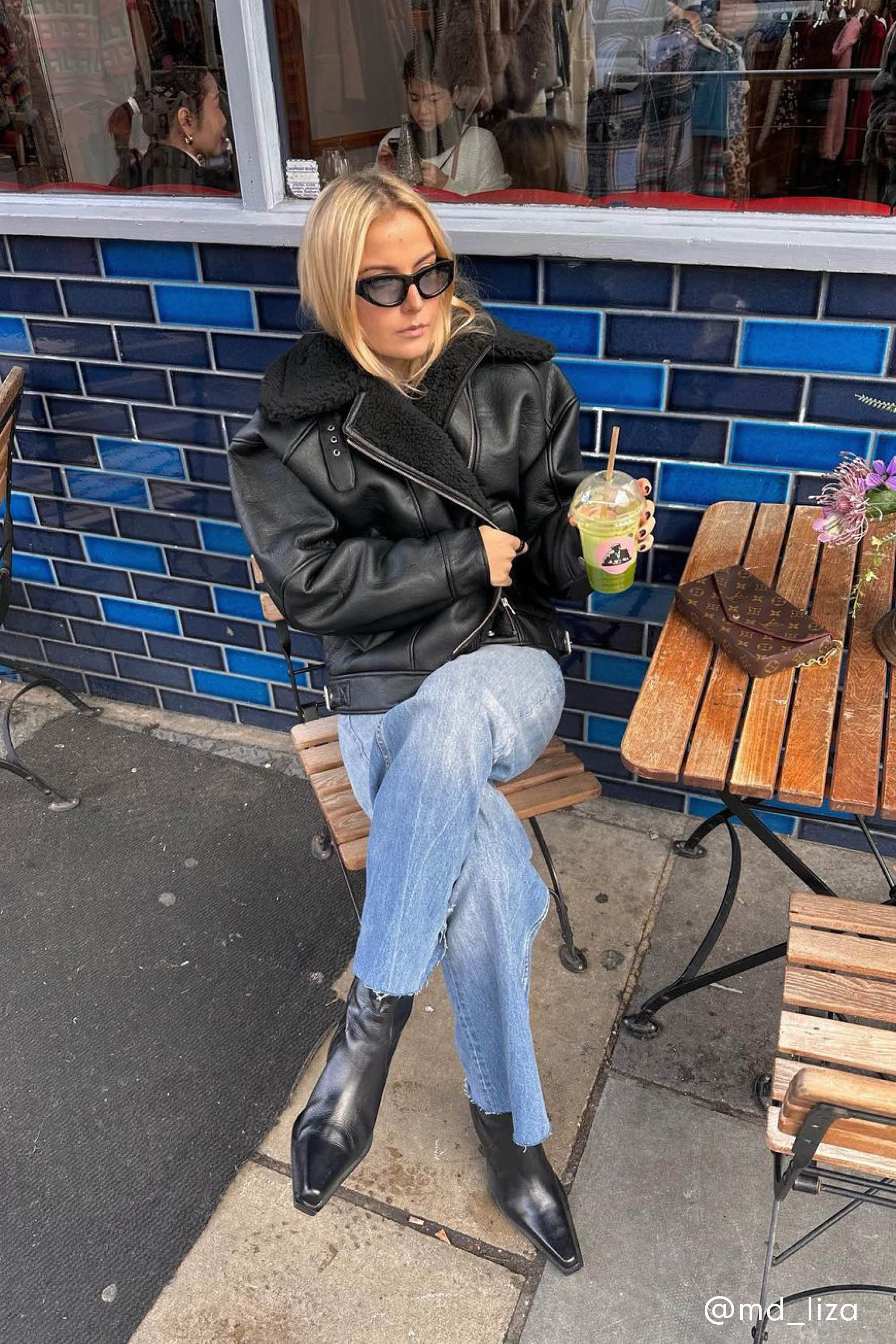 OVERSIZED SHERPA AVIATOR JACKET Black / Large | OAK + FORT