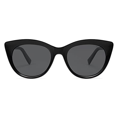 SOJOS Trendy Polarized Sunglasses for Women,Retro Cat Eye Womens Sun Glasses SJ2221 Black Grey | Amazon (US)