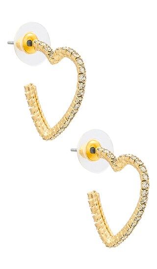 Crystal Heart Earrings in Gold | Revolve Clothing (Global)