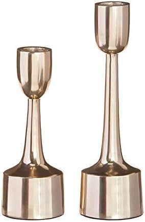RAZ Imports Gold Candlesticks Holders Set of 2 - Modern Home Decor - Candle Holders Set | Amazon (US)
