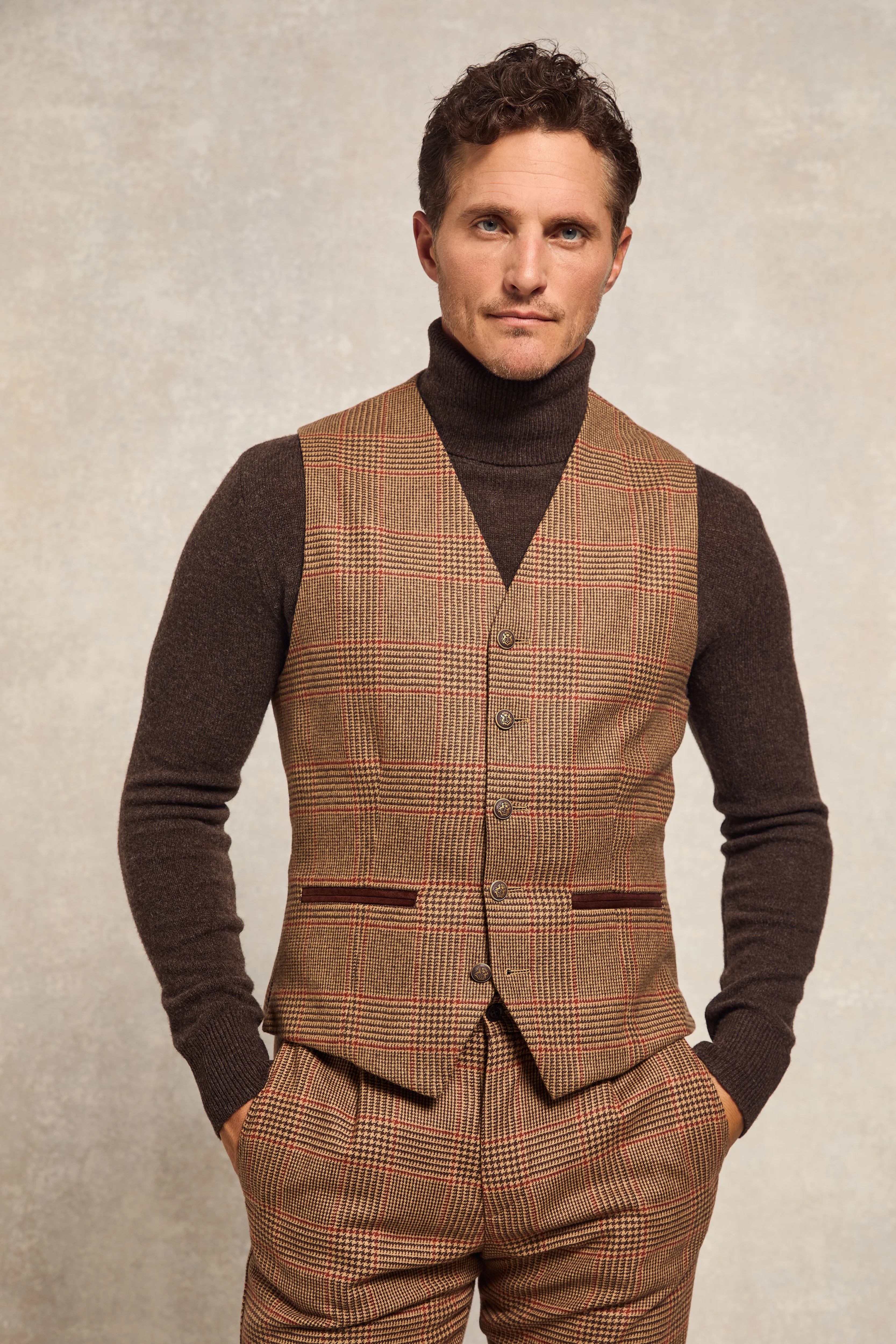 St James Waistcoat (Clarence Check Merlot) | Holland Cooper