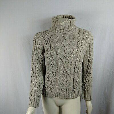 Inis Crafts Womens size M Beige cable knit fisherman wool Sweater  ireland  | eBay | eBay US