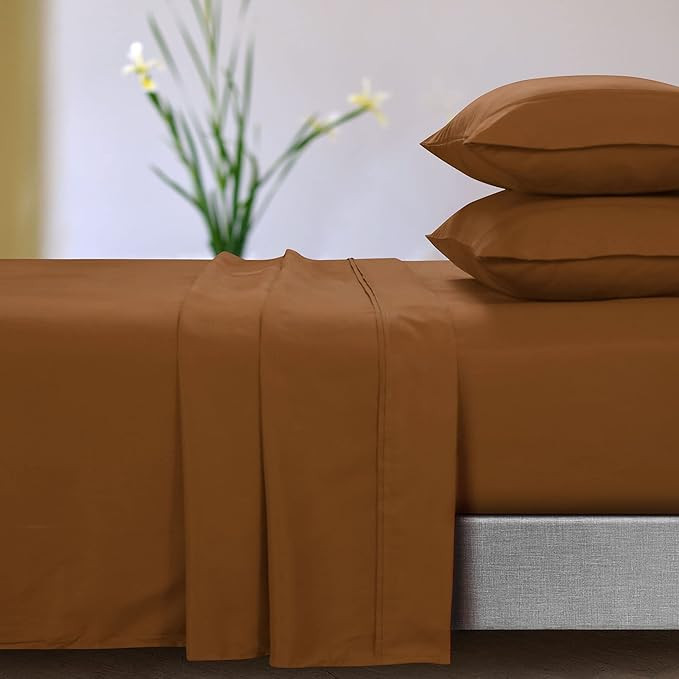 Tribeca Living Microfiber 110-GSM Deep Pocket Sheet Set Queen Camel,SSSSMFQUCM | Amazon (US)