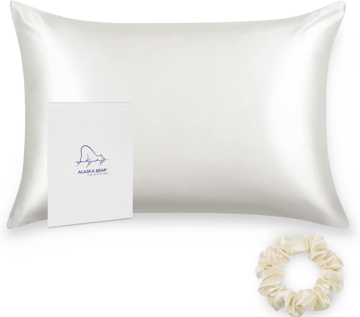 ALASKA BEAR Silk Pillowcase for Hair and Skin Beaty Sleep Gift Scrunchie Set, Queen (1 Pack, Natu... | Amazon (US)