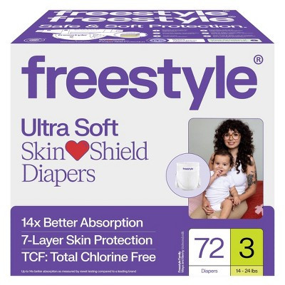 Freestyle Total Chlorine Free 14x Better Absorption Hypoallergenic Baby Diapers - Size 3 - 72ct | Target