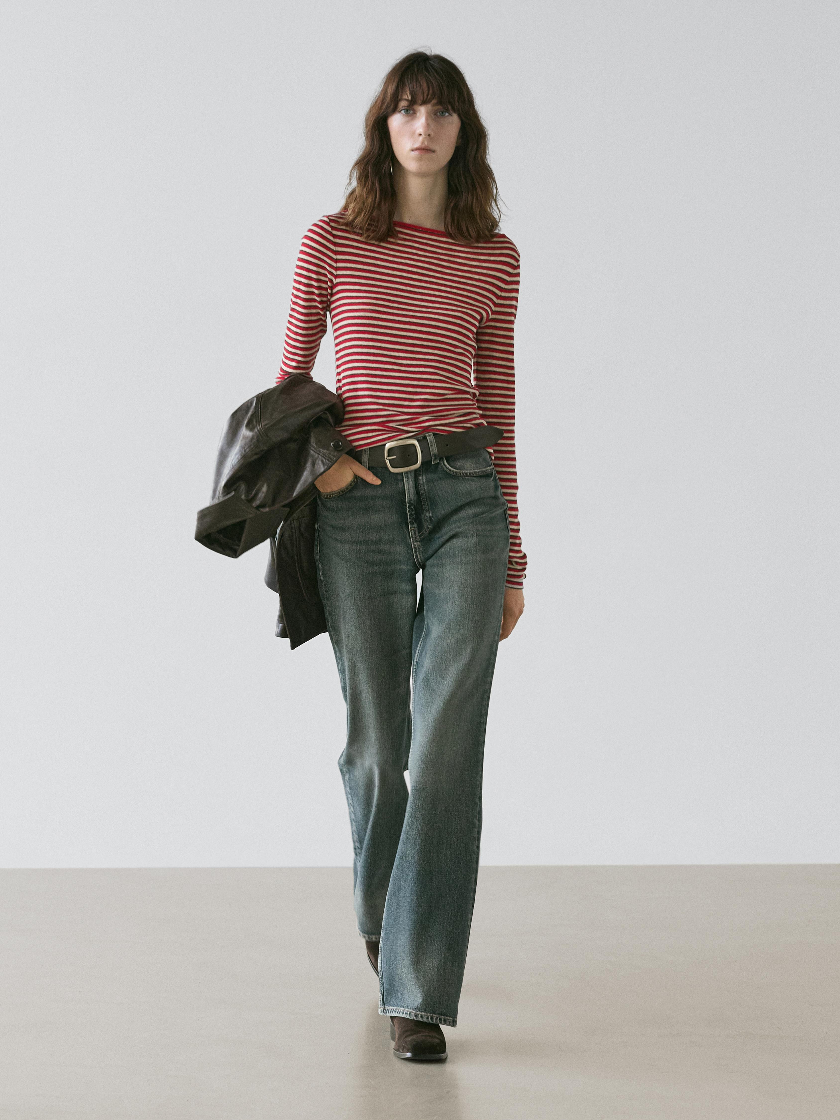 Striped long sleeve T-shirt | Massimo Dutti UK