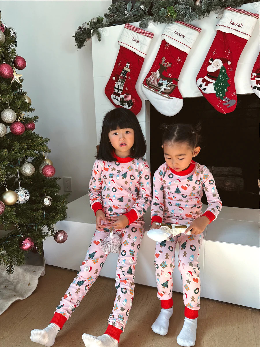 Holiday PJ Set for Girls | Sun Peony Coconut