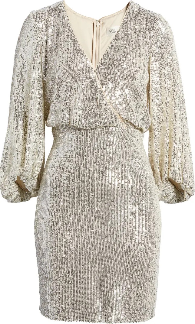 Sequin Balloon Sleeve Cocktail Dress | Nordstrom