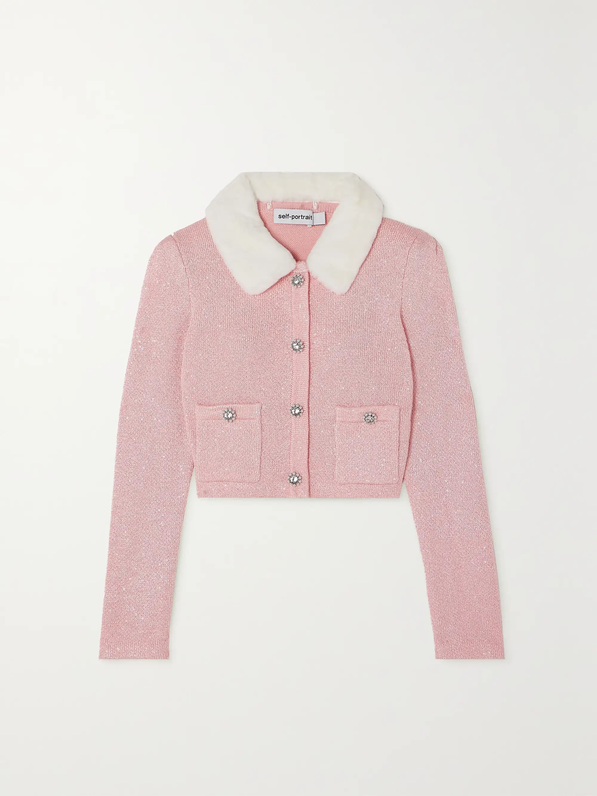 Convertible faux fur-trimmed embellished knitted cardigan | NET-A-PORTER (UK & EU)