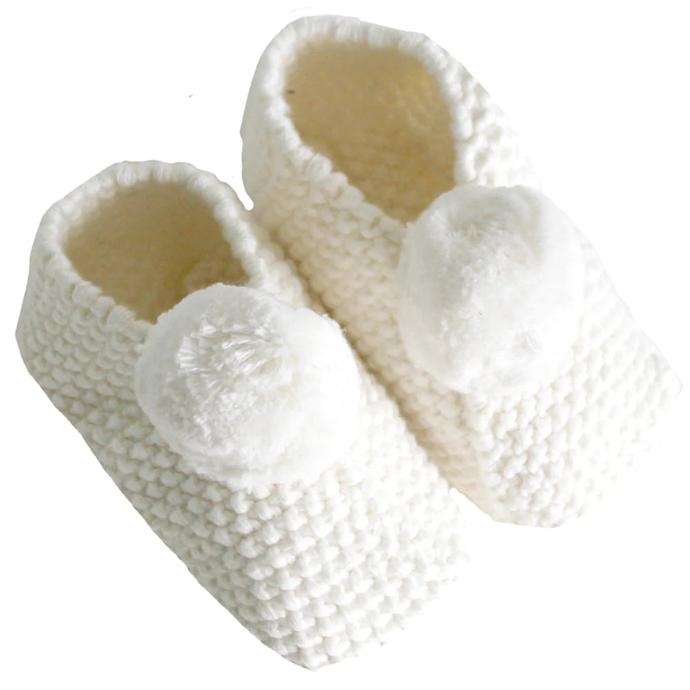Baby Pom Booties, Ivory | SpearmintLOVE