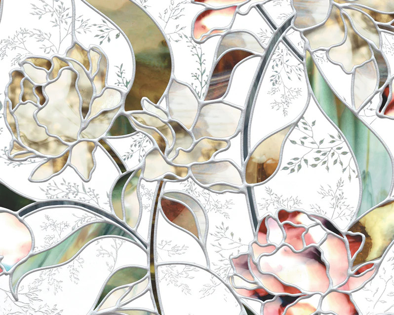 Begonia | Window Film with Vibrant Colored Pattern | Made in USA | Artscape