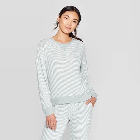 Women's Striped Perfectly Cozy Lounge Sweatshirt - Stars Above™ Mint | Target